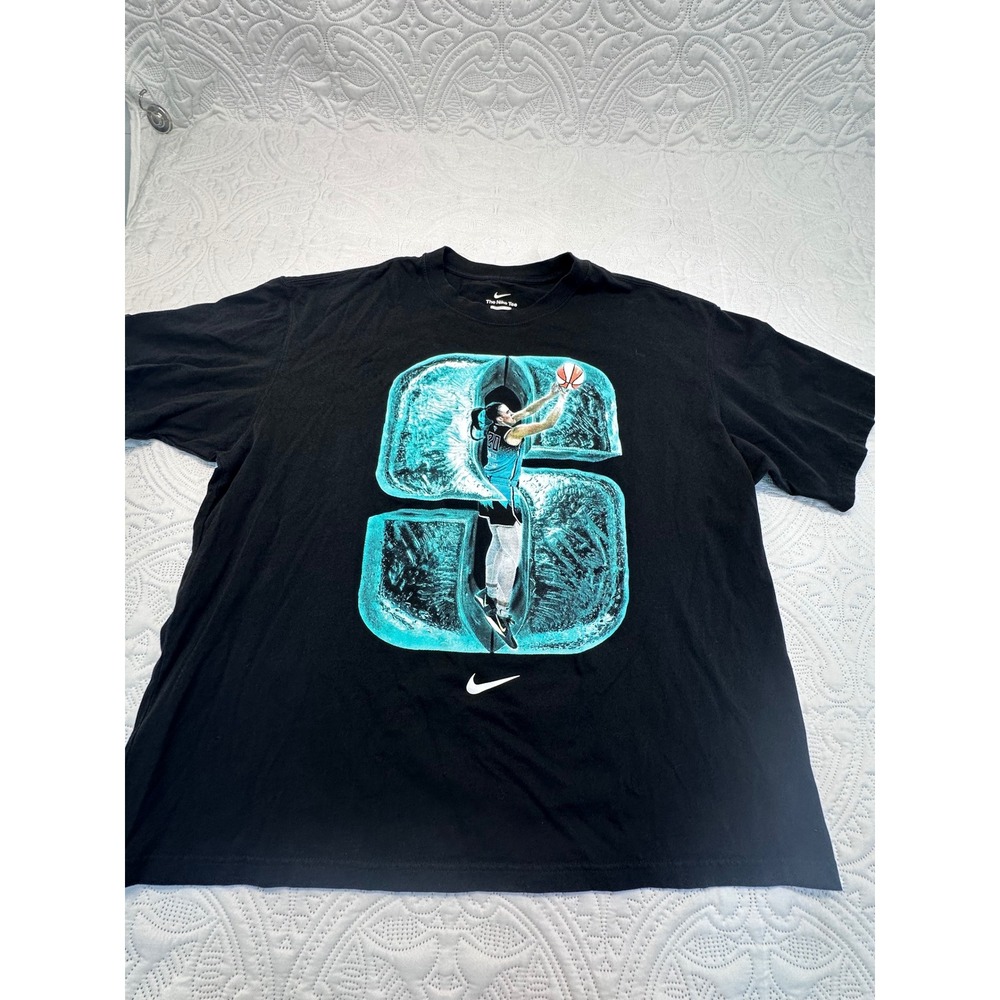 Nike Sabrina Ionescu WNBA Graphic T-Shirt Black Teal Loose Fit XL